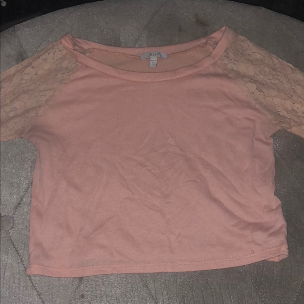 Baby pink lace arm sweater